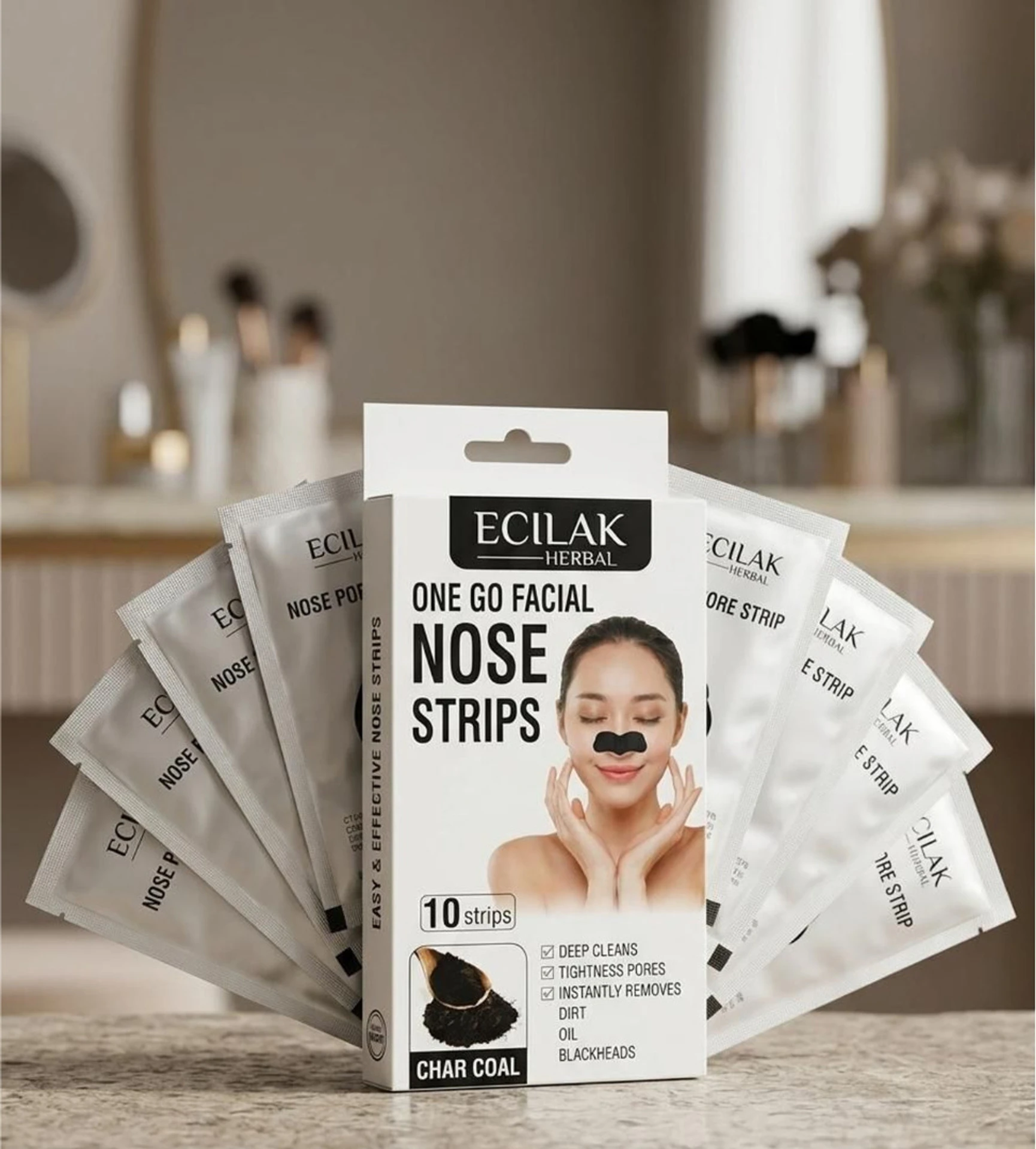 Ecilak One Go Facial Nose Strips – Charcoal